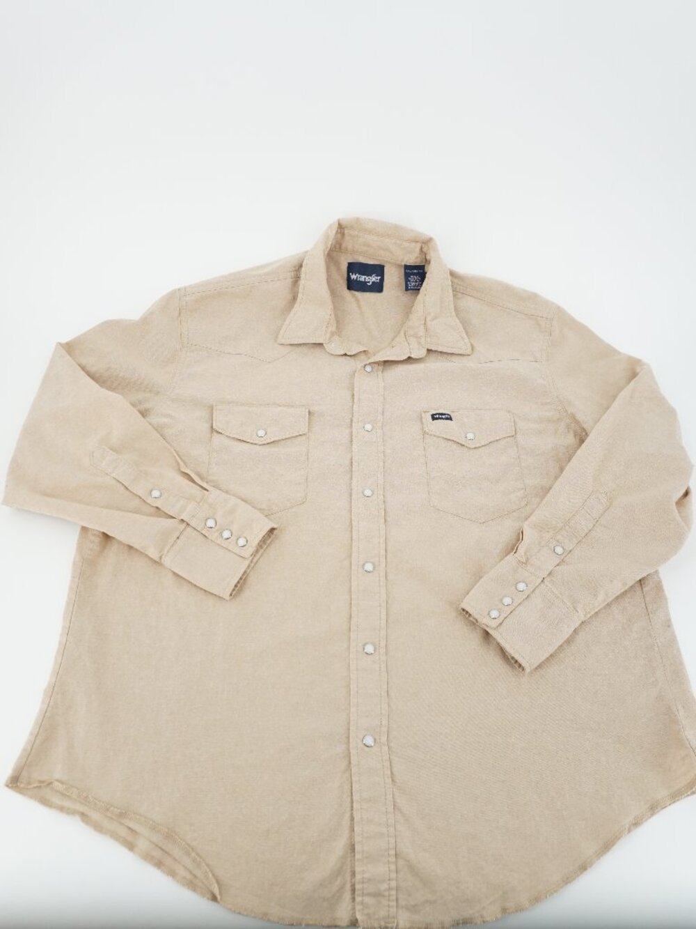 Wrangler Western Shirt Mens Size XXL Tan Pearl Snap Long Sleeve Cotton